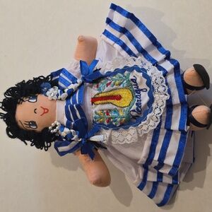 Nicaraguan Handcrafted Blue and White Doll